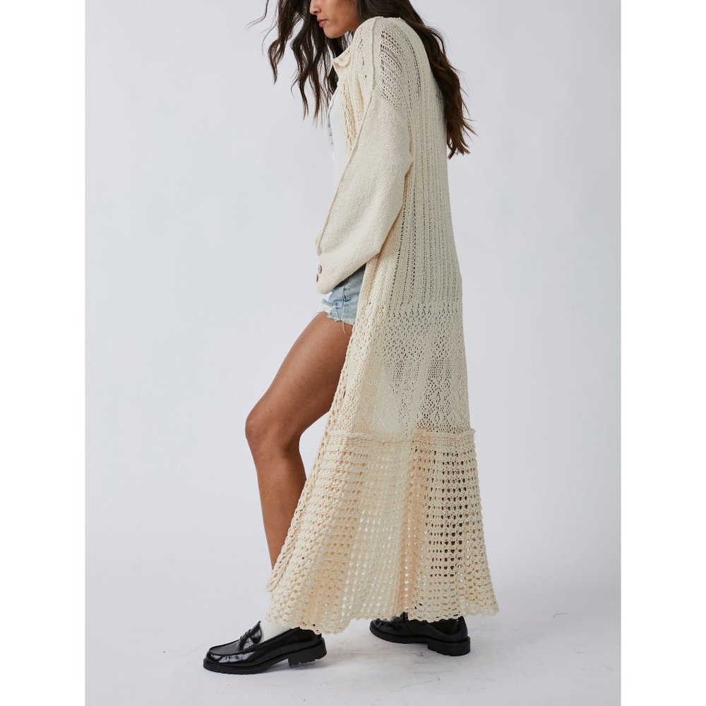 🆕 FREE PEOPLE Sunlight Cardi / Sandcastle NWT size L Cream